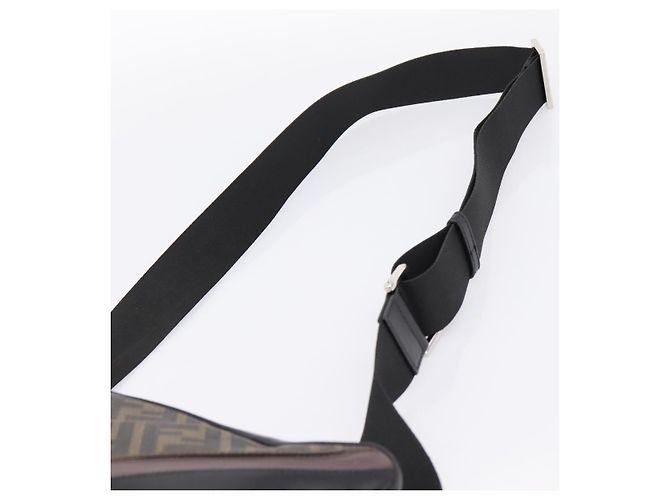 Borsa FENDI Zucca Canvas Diagonal Camera Case Bag PVC Brown Black Auth 198702V Marrone Nero - vista 8