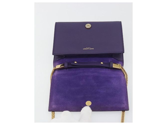 Borsa a tracolla con catena SAINT LAURENT in pelle viola tono oro 311215 Auth BA14810V Porpora - vista 10