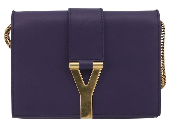 Borsa a tracolla con catena SAINT LAURENT in pelle viola tono oro 311215 Auth BA14810V Porpora - vista 13