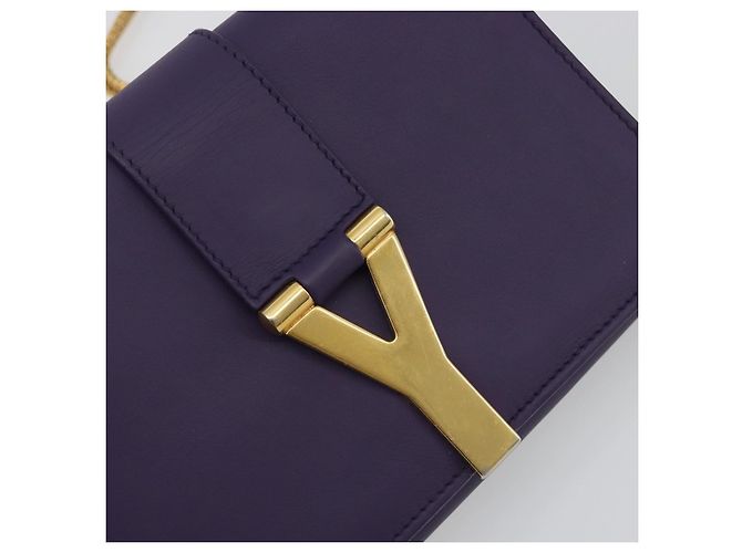 Borsa a tracolla con catena SAINT LAURENT in pelle viola tono oro 311215 Auth BA14810V Porpora - vista 18