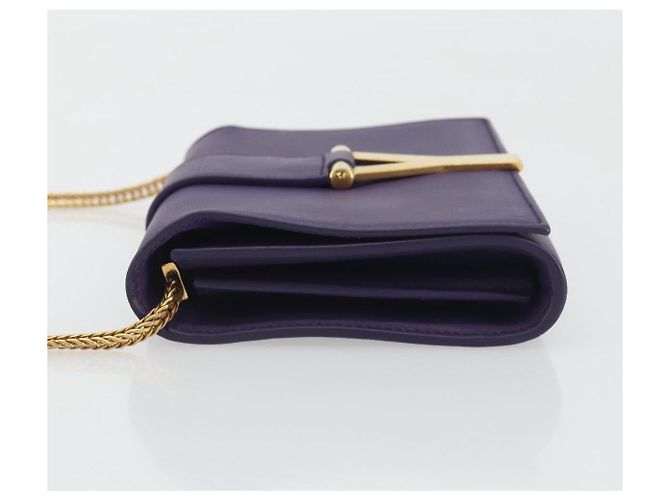 Borsa a tracolla con catena SAINT LAURENT in pelle viola tono oro 311215 Auth BA14810V Porpora - vista 4