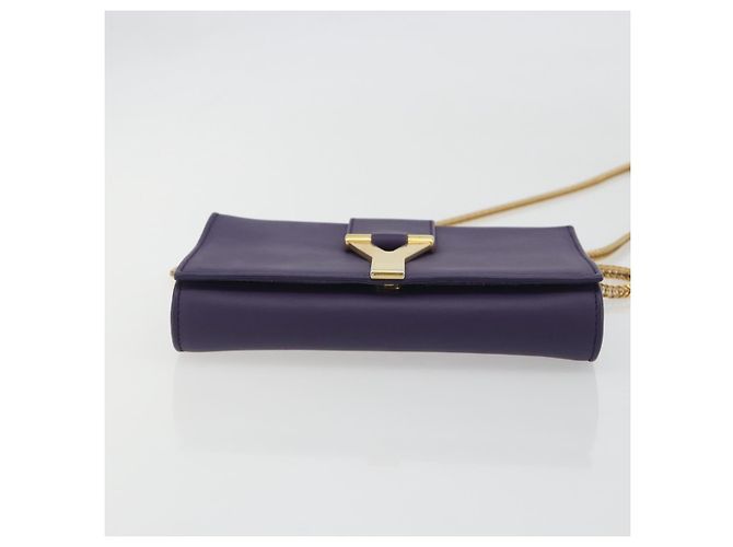 Borsa a tracolla con catena SAINT LAURENT in pelle viola tono oro 311215 Auth BA14810V Porpora - vista 5