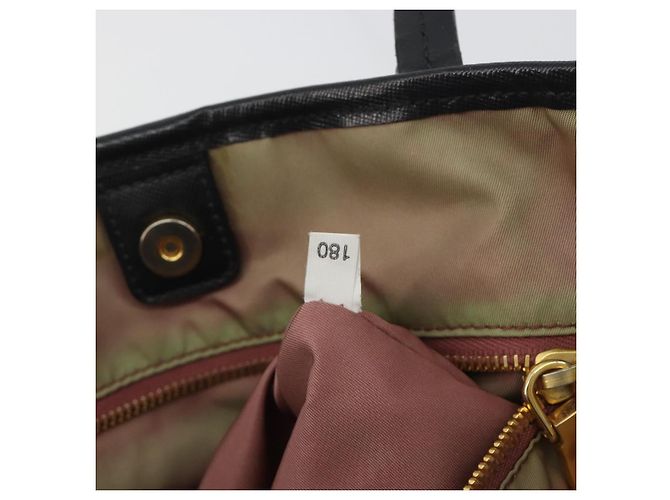 Borsa Tote PRADA Nylon Nero Tono Oro Auth 198624 - vista 12
