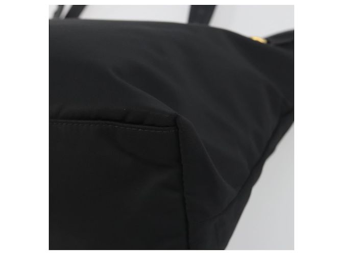 Borsa Tote PRADA Nylon Nero Tono Oro Auth 198624 - vista 16