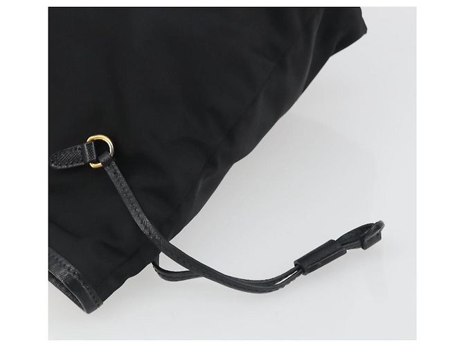 Borsa Tote PRADA Nylon Nero Tono Oro Auth 198624 - vista 17