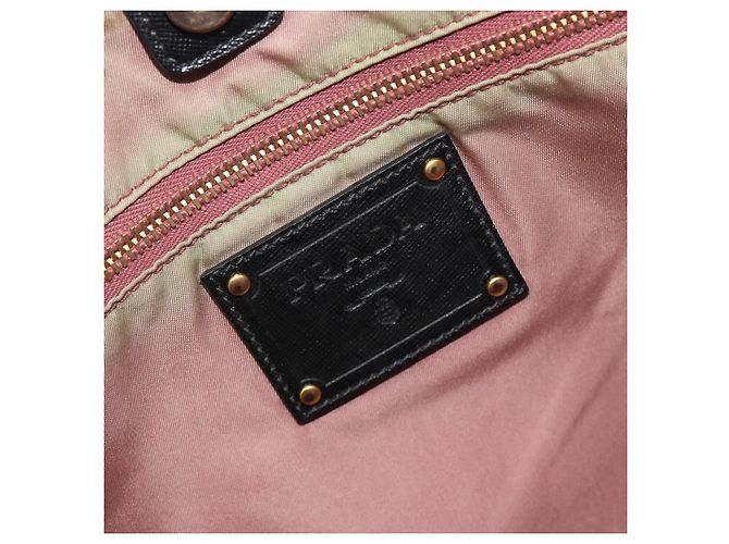 Borsa Tote PRADA Nylon Nero Tono Oro Auth 198624 - vista 19