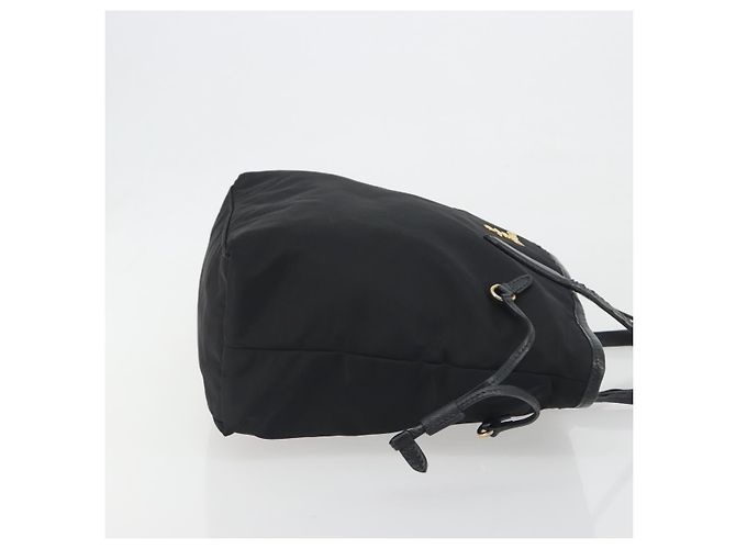 Borsa Tote PRADA Nylon Nero Tono Oro Auth 198624 - vista 3