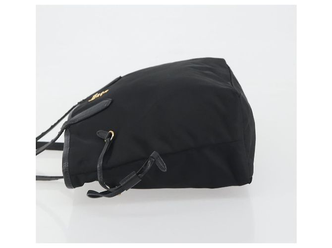 Borsa Tote PRADA Nylon Nero Tono Oro Auth 198624 - vista 4