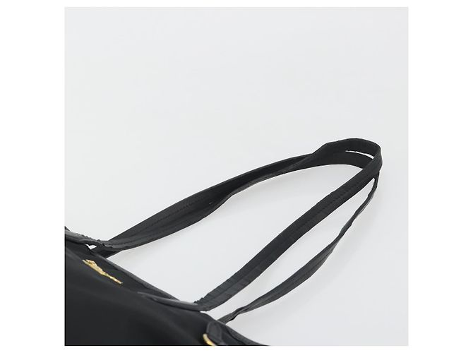 Borsa Tote PRADA Nylon Nero Tono Oro Auth 198624 - vista 8