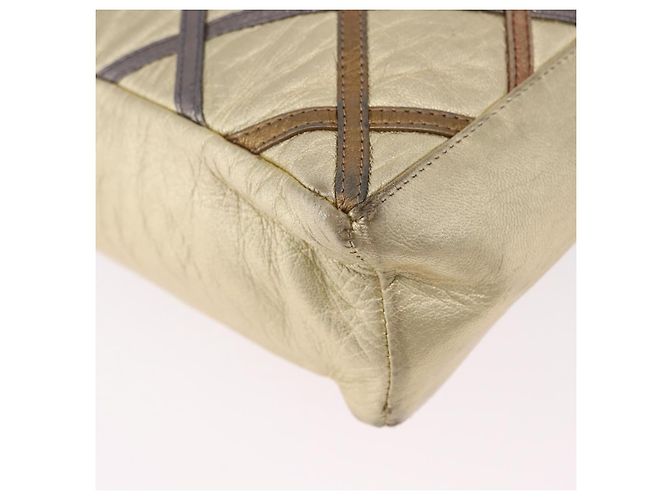 Bolso de hombro con cadena BALLY Cuero Gold Auth 196346 Dorado - vista 14