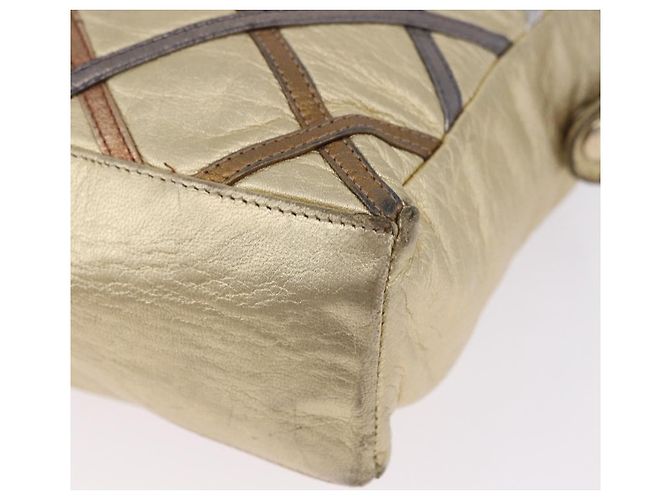 Bolso de hombro con cadena BALLY Cuero Gold Auth 196346 Dorado - vista 15