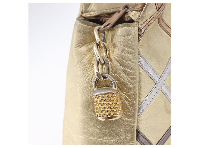 Bolso de hombro con cadena BALLY Cuero Gold Auth 196346 Dorado - vista 17