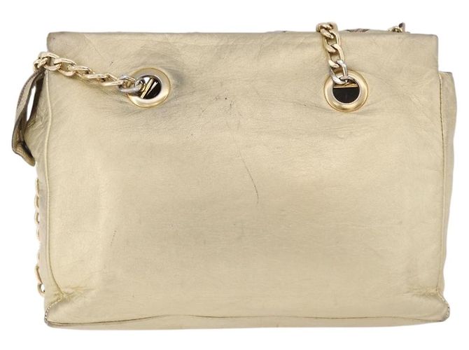 Bolso de hombro con cadena BALLY Cuero Gold Auth 196346 Dorado - vista 2