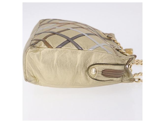Bolso de hombro con cadena BALLY Cuero Gold Auth 196346 Dorado - vista 4