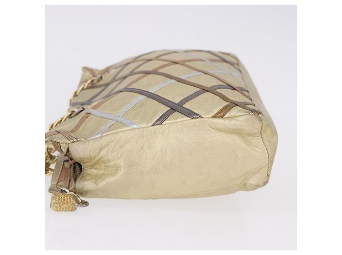 Bolso de hombro con cadena BALLY Cuero Gold Auth 196346 Dorado - vista 5