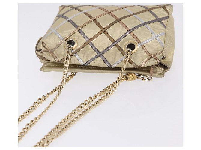 Bolso de hombro con cadena BALLY Cuero Gold Auth 196346 Dorado - vista 7