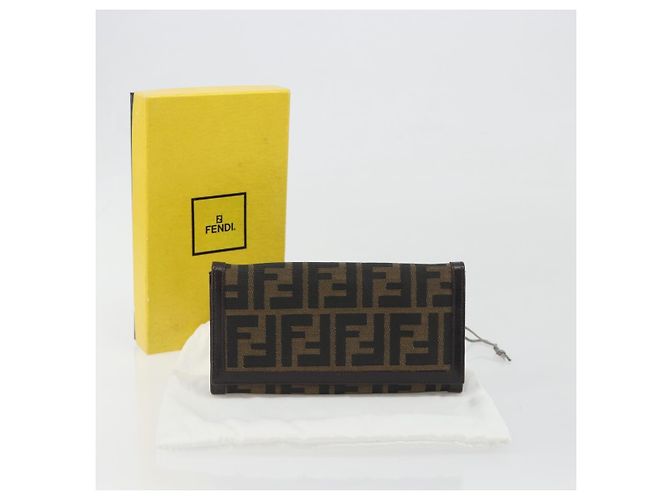FENDI Zucca Canvas Langbeutel Schwarz Braun Auth 195997V - Ansicht 12