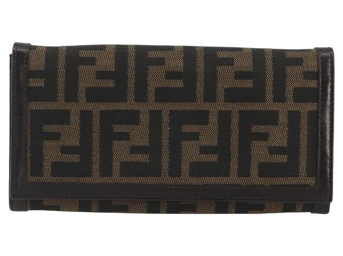 FENDI Zucca Canvas Langbeutel Schwarz Braun Auth 195997V - Ansicht 13