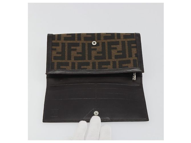 FENDI Zucca Canvas Langbeutel Schwarz Braun Auth 195997V - Ansicht 17