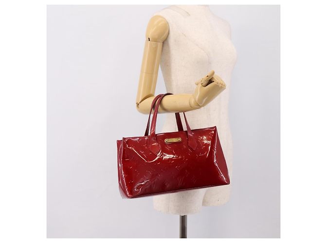 Borsa LOUIS VUITTON Monogram Vernis Wilshire PM Pomme D'amour M93642 Auth BA15121 Rosso - vista 22