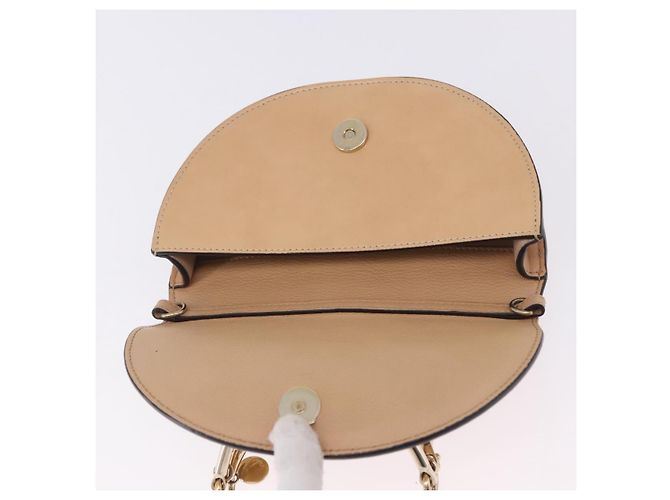 Chloé Borsa a mano Chloe Nile Minaudière Vernice Beige Tono Oro Auth 198468A - vista 10