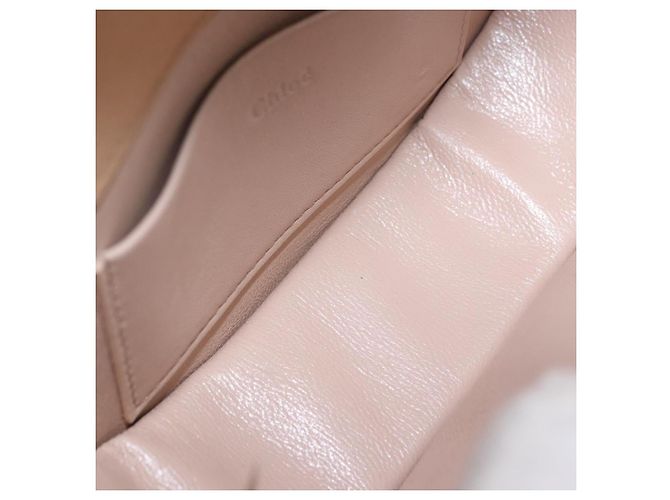 Chloé Borsa a mano Chloe Nile Minaudière Vernice Beige Tono Oro Auth 198468A - vista 11