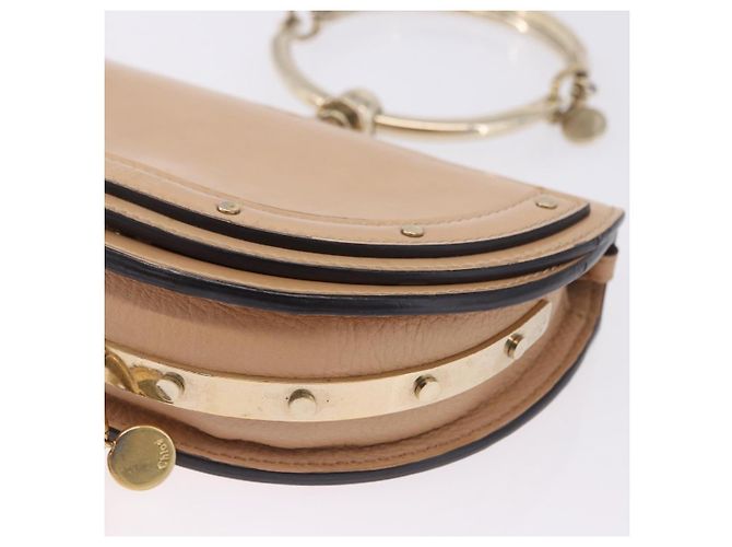 Chloé Borsa a mano Chloe Nile Minaudière Vernice Beige Tono Oro Auth 198468A - vista 14