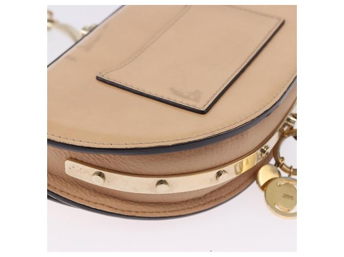 Chloé Borsa a mano Chloe Nile Minaudière Vernice Beige Tono Oro Auth 198468A - vista 15