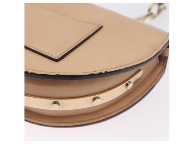 Chloé Borsa a mano Chloe Nile Minaudière Vernice Beige Tono Oro Auth 198468A - vista 16