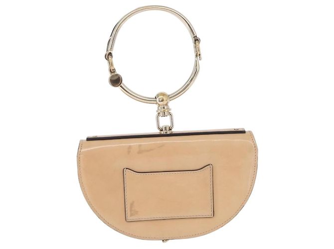 Chloé Borsa a mano Chloe Nile Minaudière Vernice Beige Tono Oro Auth 198468A - vista 2