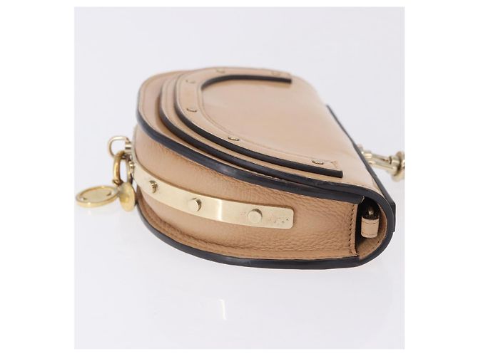 Chloé Borsa a mano Chloe Nile Minaudière Vernice Beige Tono Oro Auth 198468A - vista 3