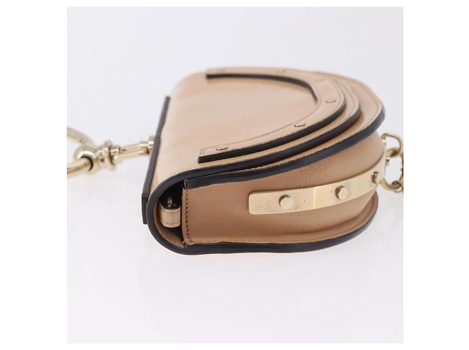 Chloé Borsa a mano Chloe Nile Minaudière Vernice Beige Tono Oro Auth 198468A - vista 4