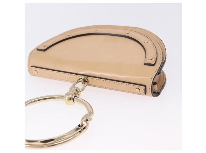 Chloé Borsa a mano Chloe Nile Minaudière Vernice Beige Tono Oro Auth 198468A - vista 6