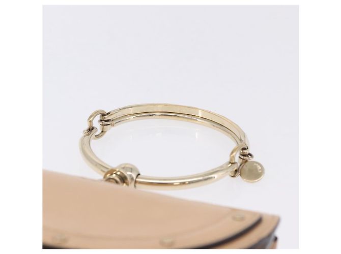 Chloé Borsa a mano Chloe Nile Minaudière Vernice Beige Tono Oro Auth 198468A - vista 8
