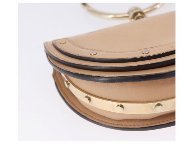 Chloé Borsa a mano Chloe Nile Minaudière Vernice Beige Tono Oro Auth 198468A - vista 9
