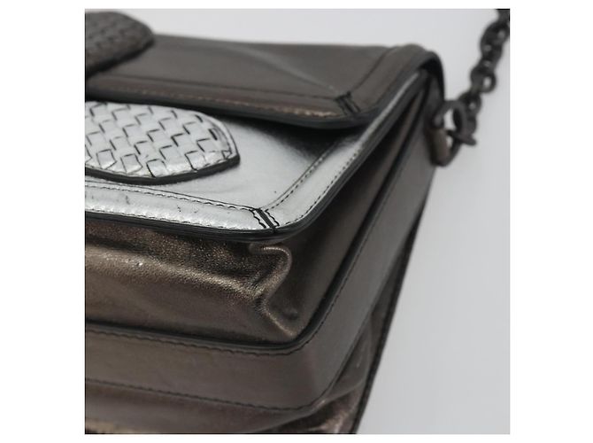Borsa a tracolla BOTTEGA VENETA Rialto Chain in pelle Argento Auth 197328V - vista 15