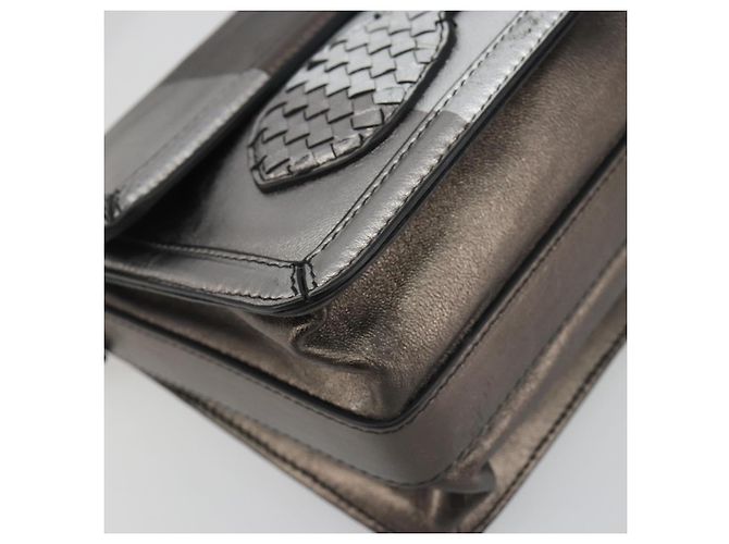 Borsa a tracolla BOTTEGA VENETA Rialto Chain in pelle Argento Auth 197328V - vista 16