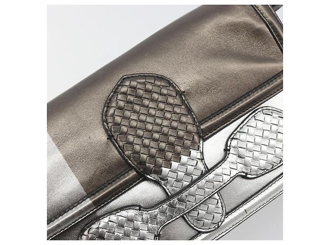 Borsa a tracolla BOTTEGA VENETA Rialto Chain in pelle Argento Auth 197328V - vista 19