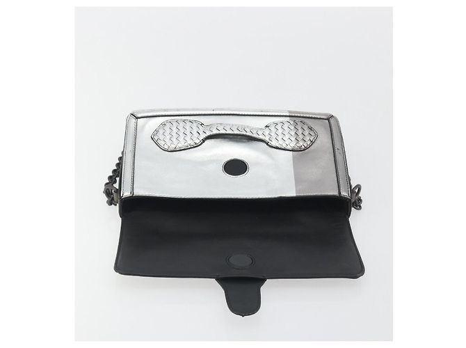 Borsa a tracolla BOTTEGA VENETA Rialto Chain in pelle Argento Auth 197328V - vista 20