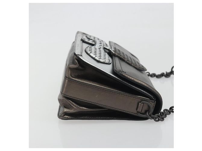 Borsa a tracolla BOTTEGA VENETA Rialto Chain in pelle Argento Auth 197328V - vista 3