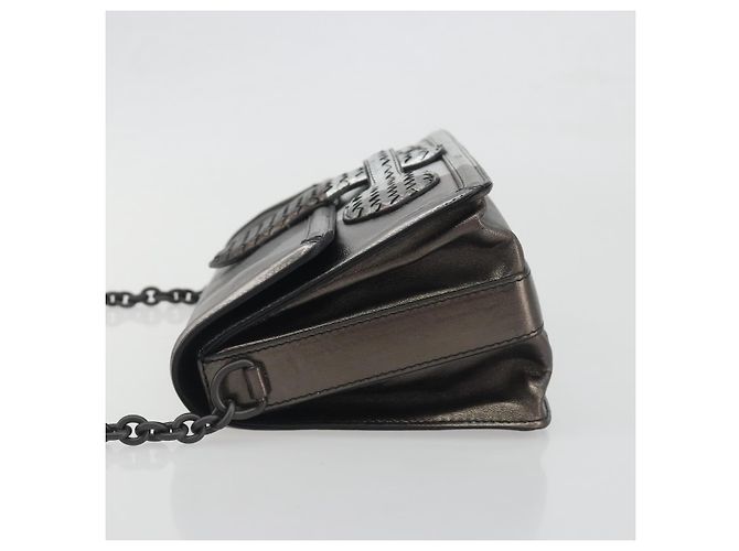 Borsa a tracolla BOTTEGA VENETA Rialto Chain in pelle Argento Auth 197328V - vista 4