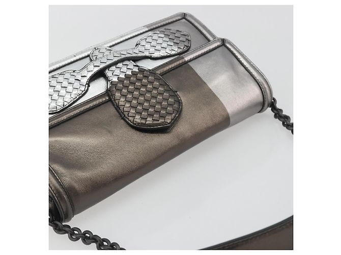 Borsa a tracolla BOTTEGA VENETA Rialto Chain in pelle Argento Auth 197328V - vista 6