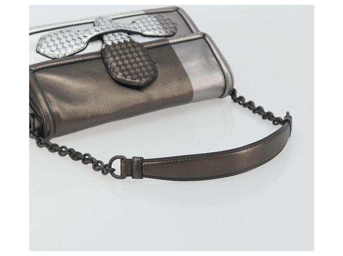 Borsa a tracolla BOTTEGA VENETA Rialto Chain in pelle Argento Auth 197328V - vista 7
