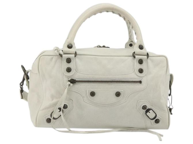 BALENCIAGA Borsa The box Pelle 2way White 145694 Auth am12395V Bianco - vista 13