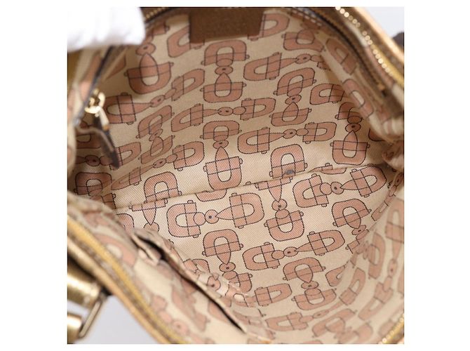 Borsa a tracolla GUCCI GG Canvas Sherry Line Beige Tono Oro 144388 Auth 198655 - vista 11