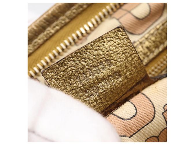 Borsa a tracolla GUCCI GG Canvas Sherry Line Beige Tono Oro 144388 Auth 198655 - vista 12