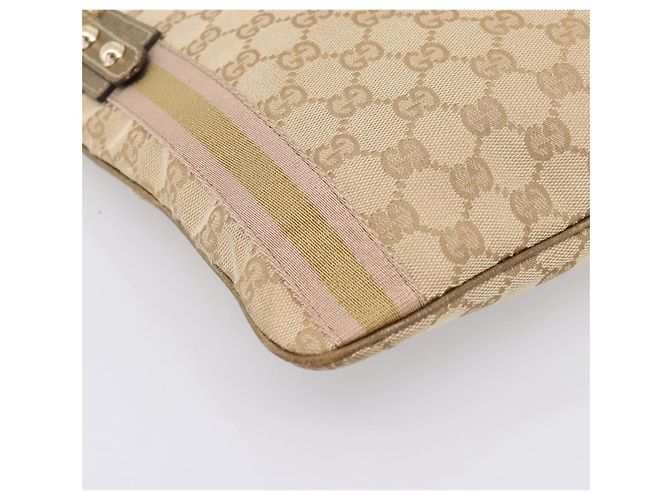 Borsa a tracolla GUCCI GG Canvas Sherry Line Beige Tono Oro 144388 Auth 198655 - vista 15