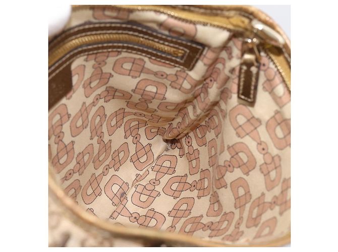 Borsa a tracolla GUCCI GG Canvas Sherry Line Beige Tono Oro 144388 Auth 198655 - vista 19