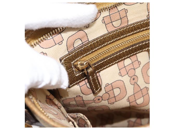 Borsa a tracolla GUCCI GG Canvas Sherry Line Beige Tono Oro 144388 Auth 198655 - vista 21