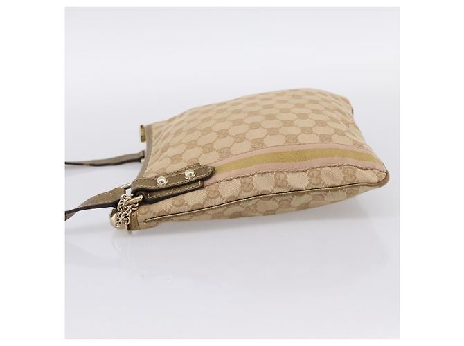Borsa a tracolla GUCCI GG Canvas Sherry Line Beige Tono Oro 144388 Auth 198655 - vista 3